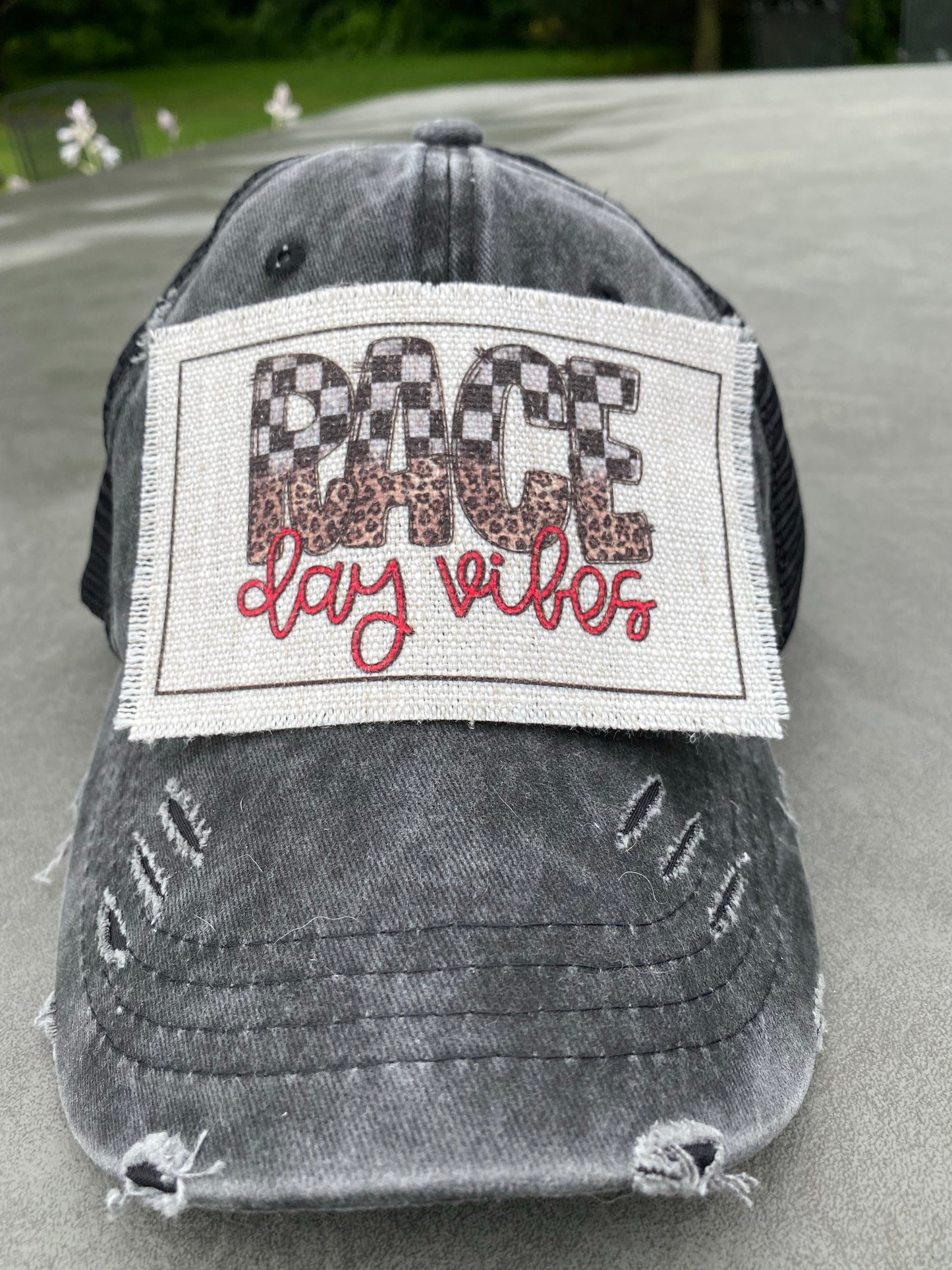 Race Day Vibes Leopard Hat Patch