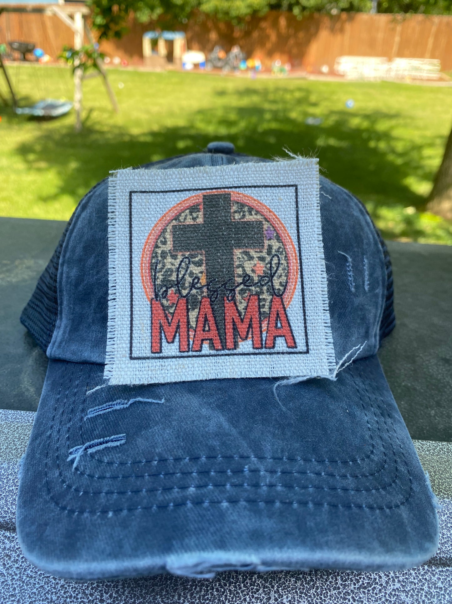 Blessed Mama Cross Hat Patch