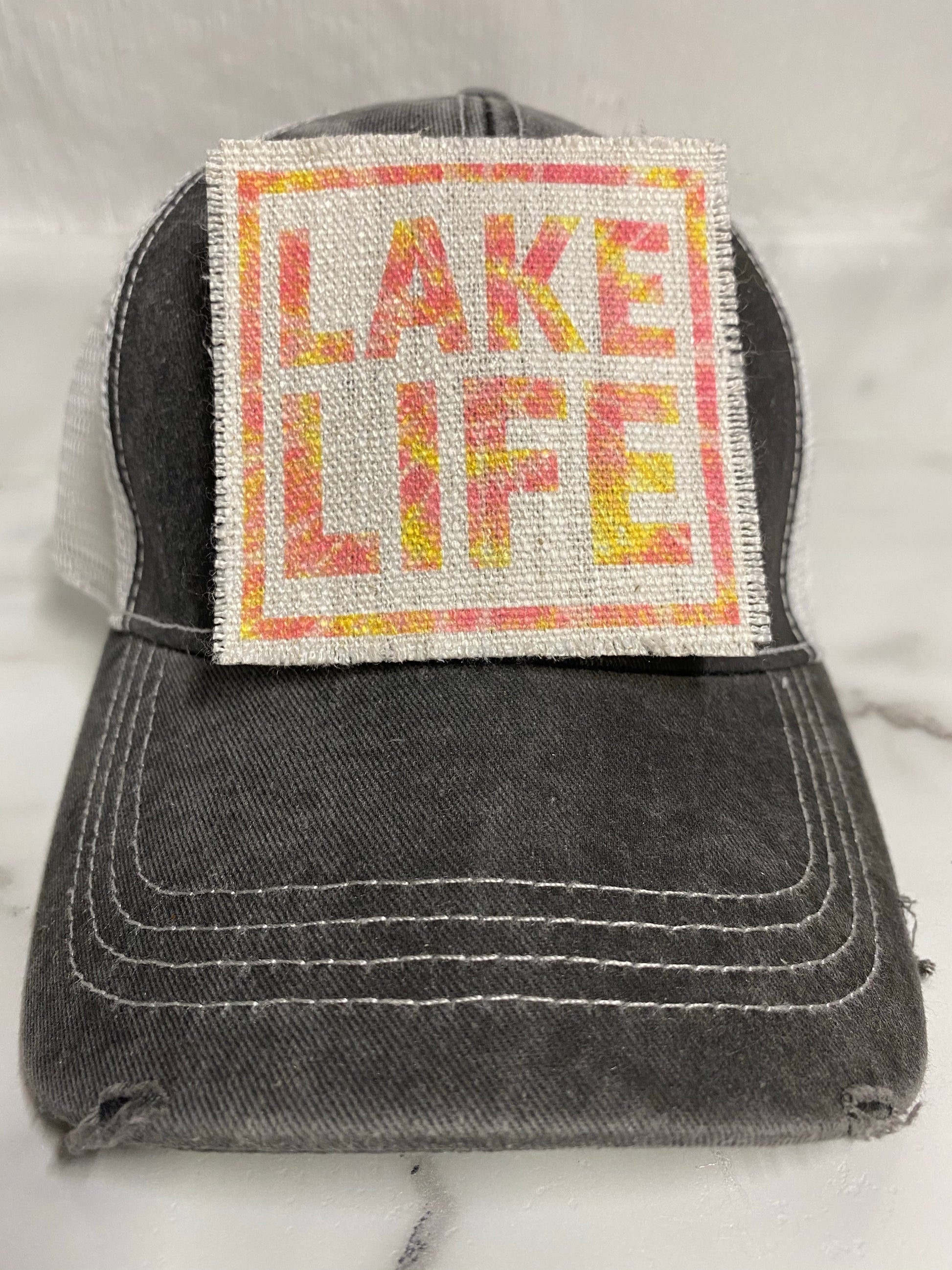 Lake Life Pink Tye Dye Hat Patch
