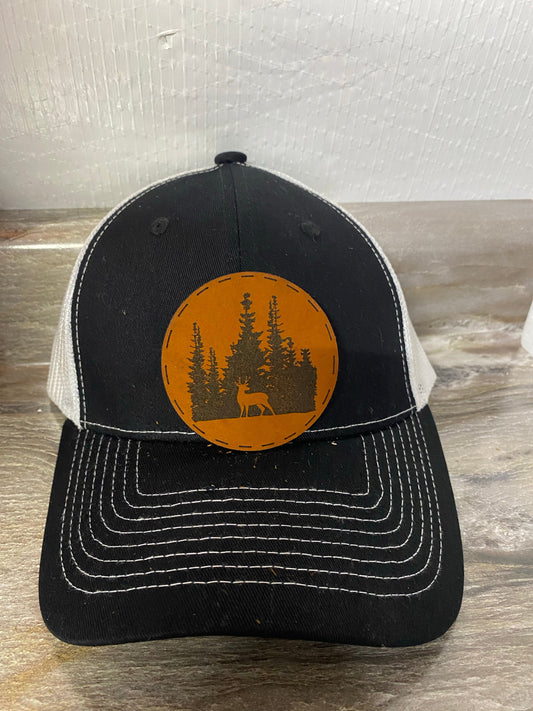 Deer Woods Circle Leatherette Hat Patch