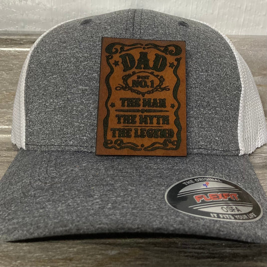 Dad Man Myth Whiskey Leatherette Hat Patch