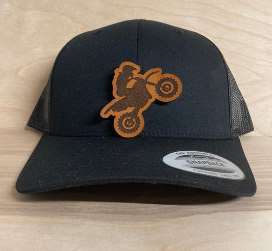 Dirt Bike Leatherette Hat Patch