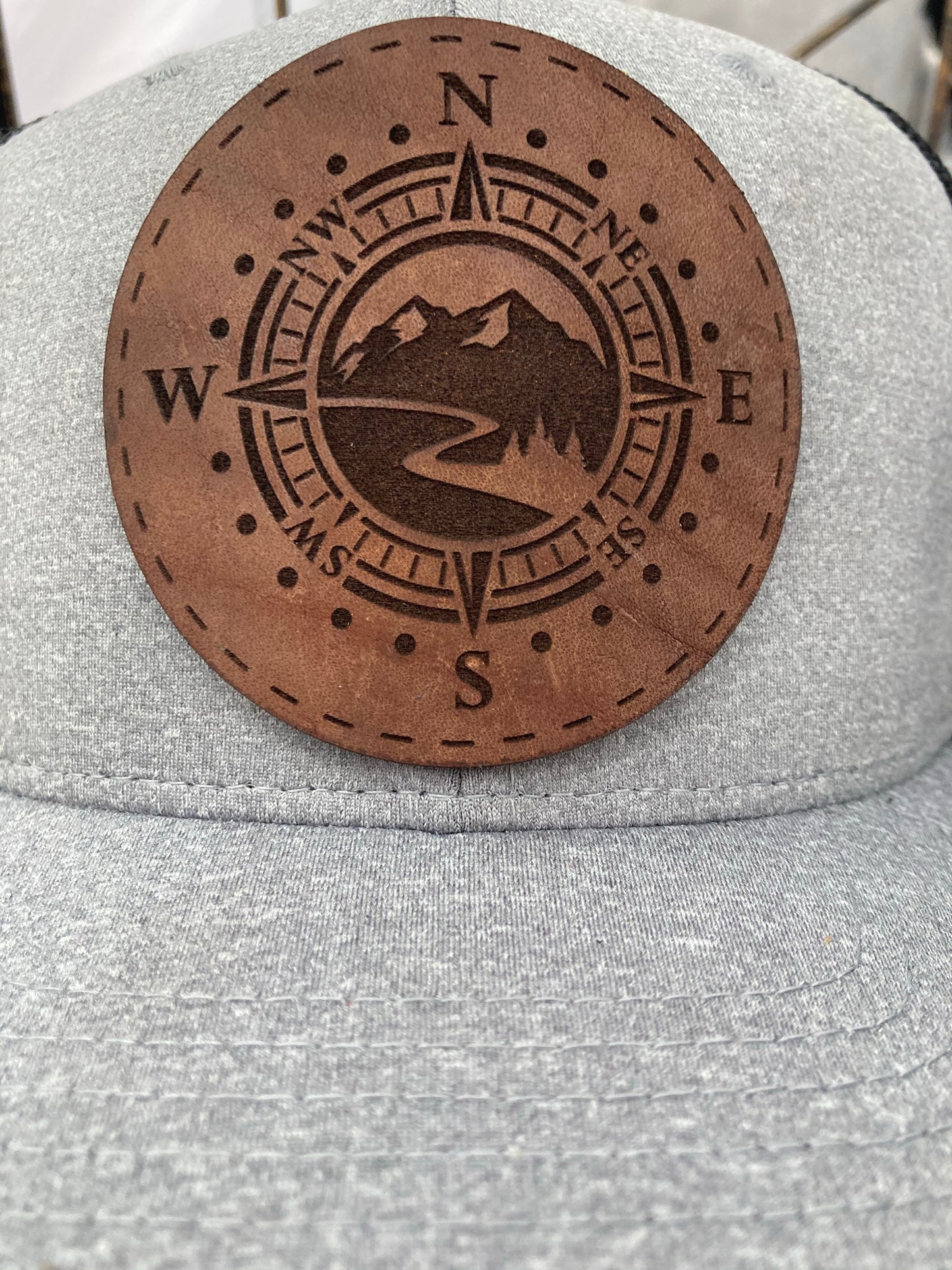 Compass Leatherette Hat Patch