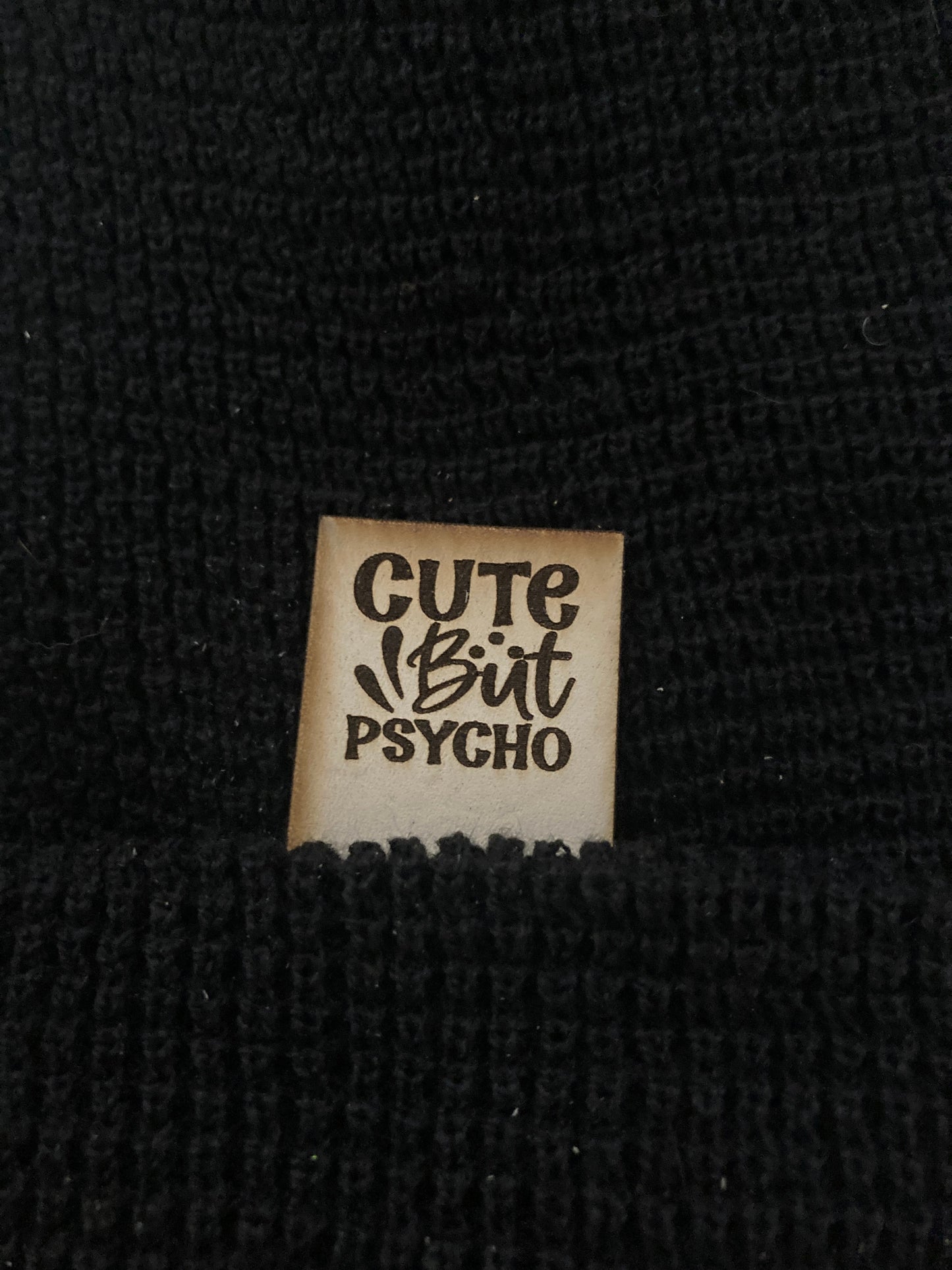 Cute but Psycho Fold-Over Leatherette Beanie Patch