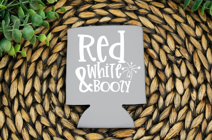 Red White & Boozy Can Cooler Transfer